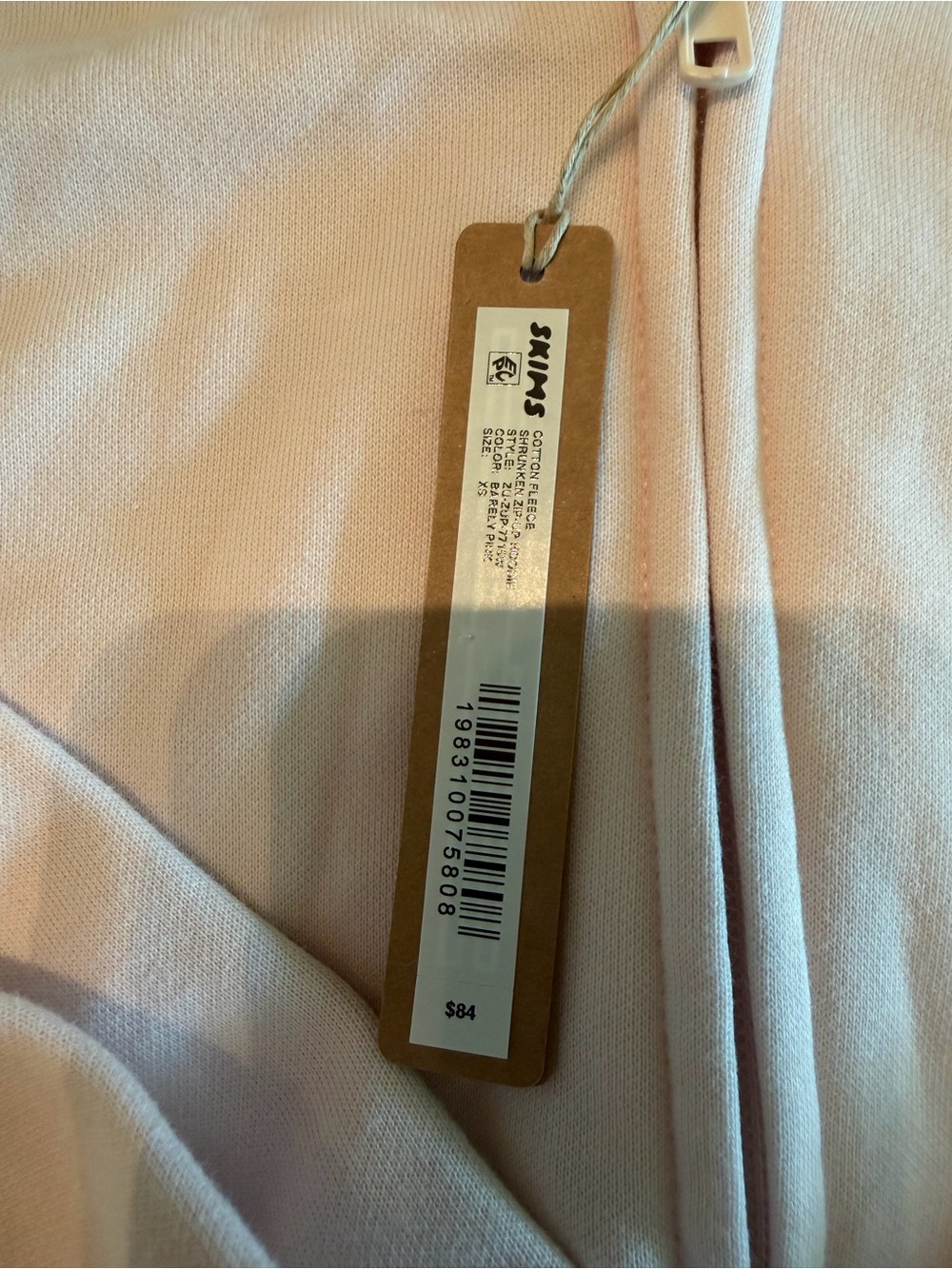 SKIMS Cotton Fleece Shrunken Zip Up Hoodie - Picture 2 of 2